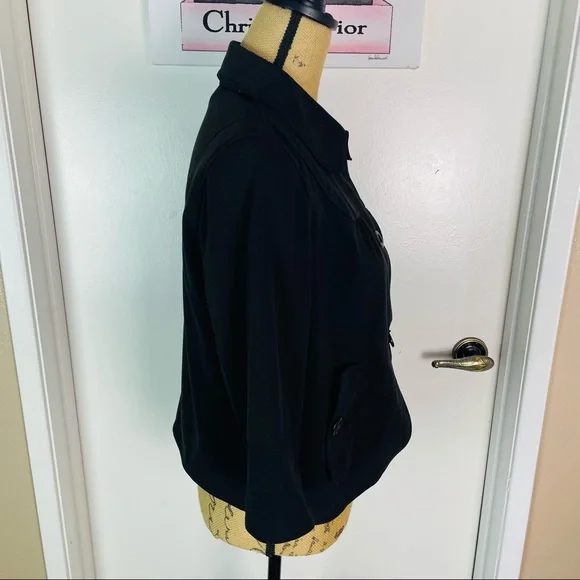 Larry Levine Stretch Black Denim Slightly Cropped Blazer Jacket Size Medium - Picture 10 of 10